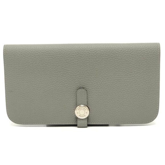 HERMES Dogon Long Wallet Bifold Long Wallet Togo Grimette (presumed) gray - Picture 1 of 15